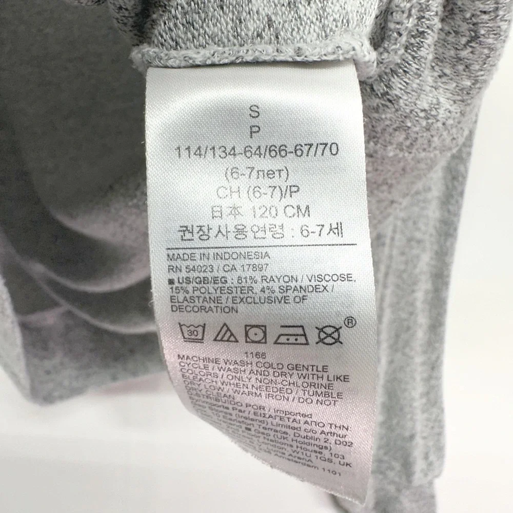 Gap Kids Girls Gray Speckled‎ Crewneck Puff Sleeves Sweater Pullover Size S 6-7